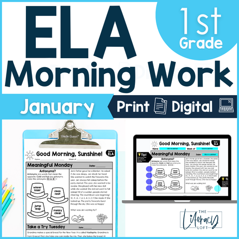 ELA Morning Work 1st Grade  (January) I Distance Learning I Google Slides