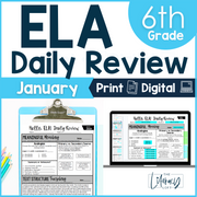 ELA Daily Review 6th Grade {January} I Distance Learning I Google Slides and Forms