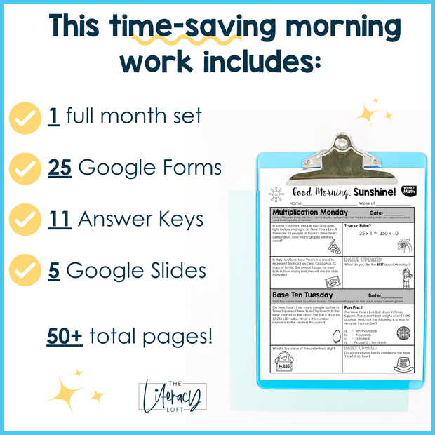 Math Morning Work 4th Grade {January} I Distance Learning I Google Apps