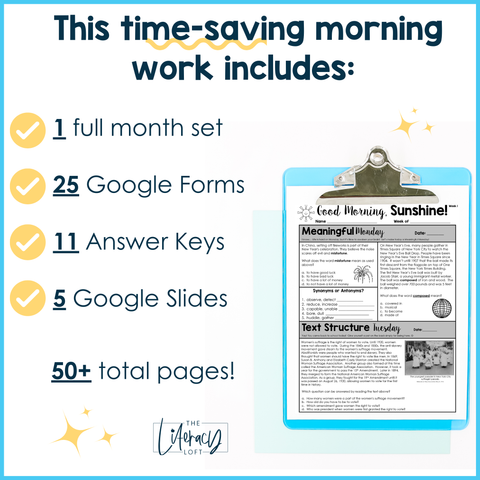 ELA Morning Work 3rd Grade {January} I Distance Learning I Google Slides