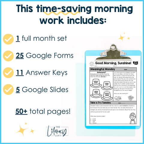 ELA Morning Work 1st Grade  (January) I Distance Learning I Google Slides