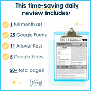 ELA Daily Review 7th Grade {January} I Distance Learning I Google Slides  and Forms