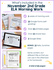 ELA Morning Work 2nd Grade {November} | Distance Learning | Google Slides