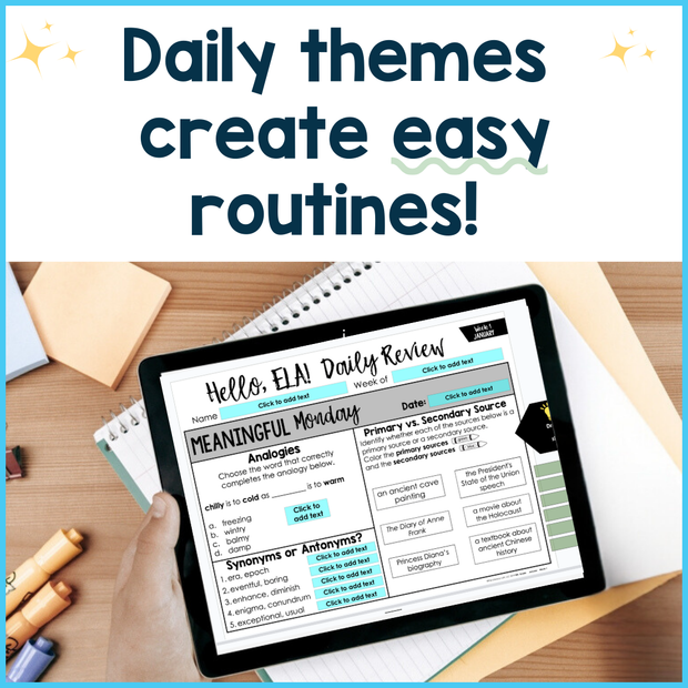 ELA Daily Review 8th Grade {January} I Distance Learning I Google Slides and Forms