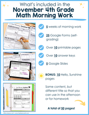 Math Morning Work 4th Grade {November} | Distance Learning | Google Apps