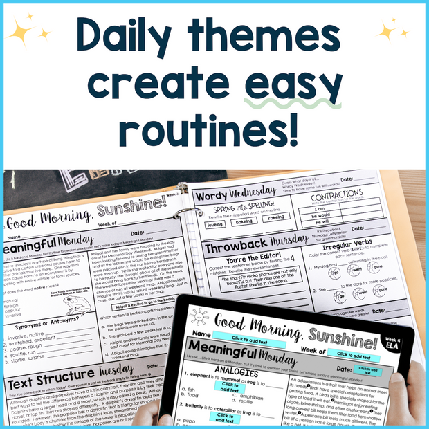 ELA Daily Review 6th Grade {January} I Distance Learning I Google Slides and Forms