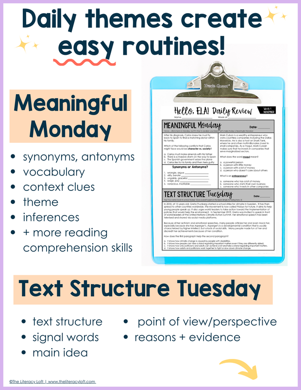 ELA Daily Review 8th Grade {November} | Distance Learning | Google Slides and Forms