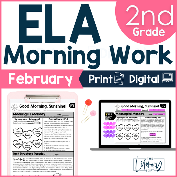 ELA Morning Work 2nd Grade {February} | Distance Learning | Google Slides