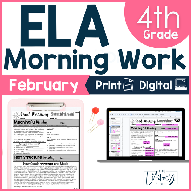 ELA Morning Work 4th Grade {February} I Distance Learning I Google Slides