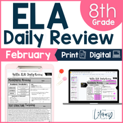 ELA Daily Review 8th Grade {February} I Distance Learning I Google Slides and Forms