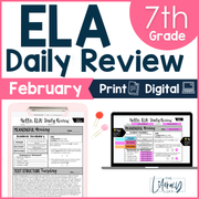 ELA Daily Review 7th Grade {February} I Distance Learning I Google Slides and Forms