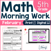 Math Morning Work 5th Grade {February} I Distance Learning I Google Slides