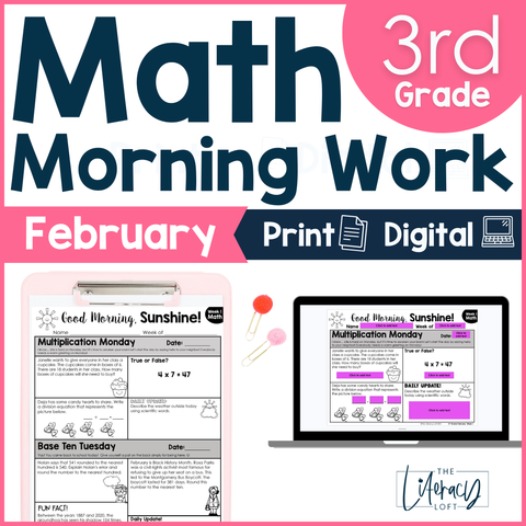 Math Morning Work 3rd Grade {February} I Distance Learning I Google Apps