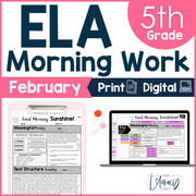 ELA Morning Work 5th Grade {February} I Distance Learning I Google Slides