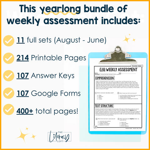 3rd Math & 4th ELA Weekly Assessments Bundle