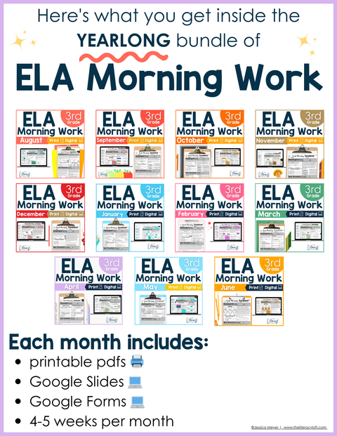 ELA Morning Work 3rd Grade (Bundle) | Printable | Google Apps