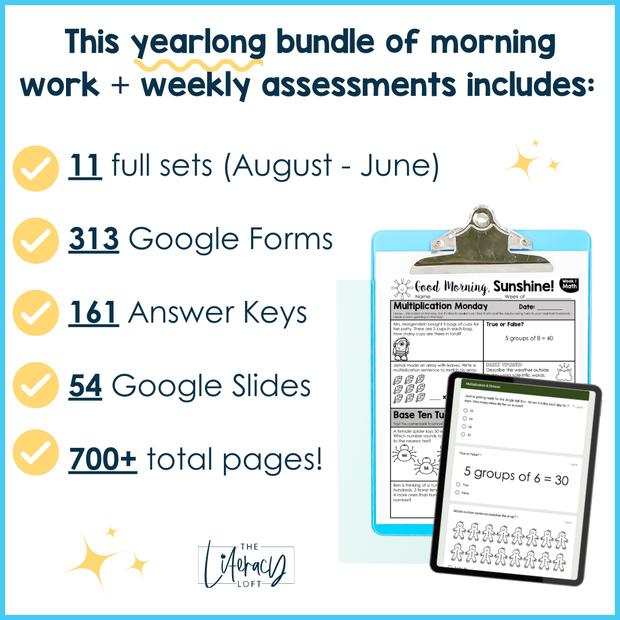 3rd Grade Math Morning Work and Weekly Assessments Bundle