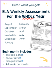 ELA Weekly Assessments 6th Grade  | Printable | Google Forms