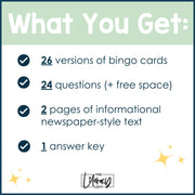 Summer School Reading Bingo Activity Pages Father's Day Game Worksheet 3rd-5th