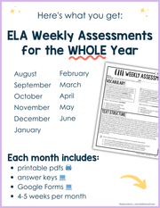 ELA Weekly Assessments 7th Grade  | Printable | Google Forms