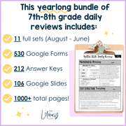 ELA Daily Review 7th & 8th Grade Bundle | Distance Learning | Google Slides