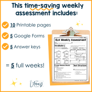 2nd Grade ELA Reading Comprehension October Morning Work Assessment Elementary