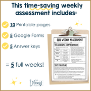 7th Grade ELA Reading Comprehension November Morning Work Assessment Daily Review