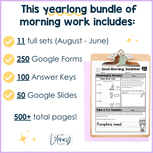 ELA Morning Work 1st Grade Bundle | Printable | Google Apps