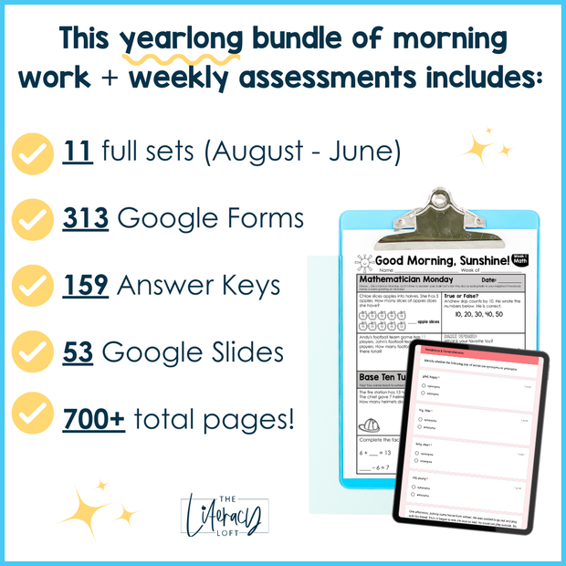 2nd Grade Math Morning Work and Weekly Assessments Bundle