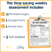 7th Grade ELA Reading Comprehension October Morning Work Assessment Daily Review