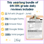 ELA Daily Review 6th - 8th Grade (Bundle) | Google Slides and Google Forms