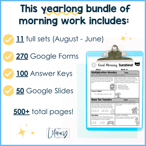 Math Morning Work 5th Grade Bundle | Printable | Google Slides and Forms