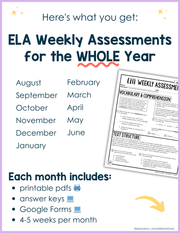 ELA Weekly Assessments 5th Grade | Printable | Google Forms