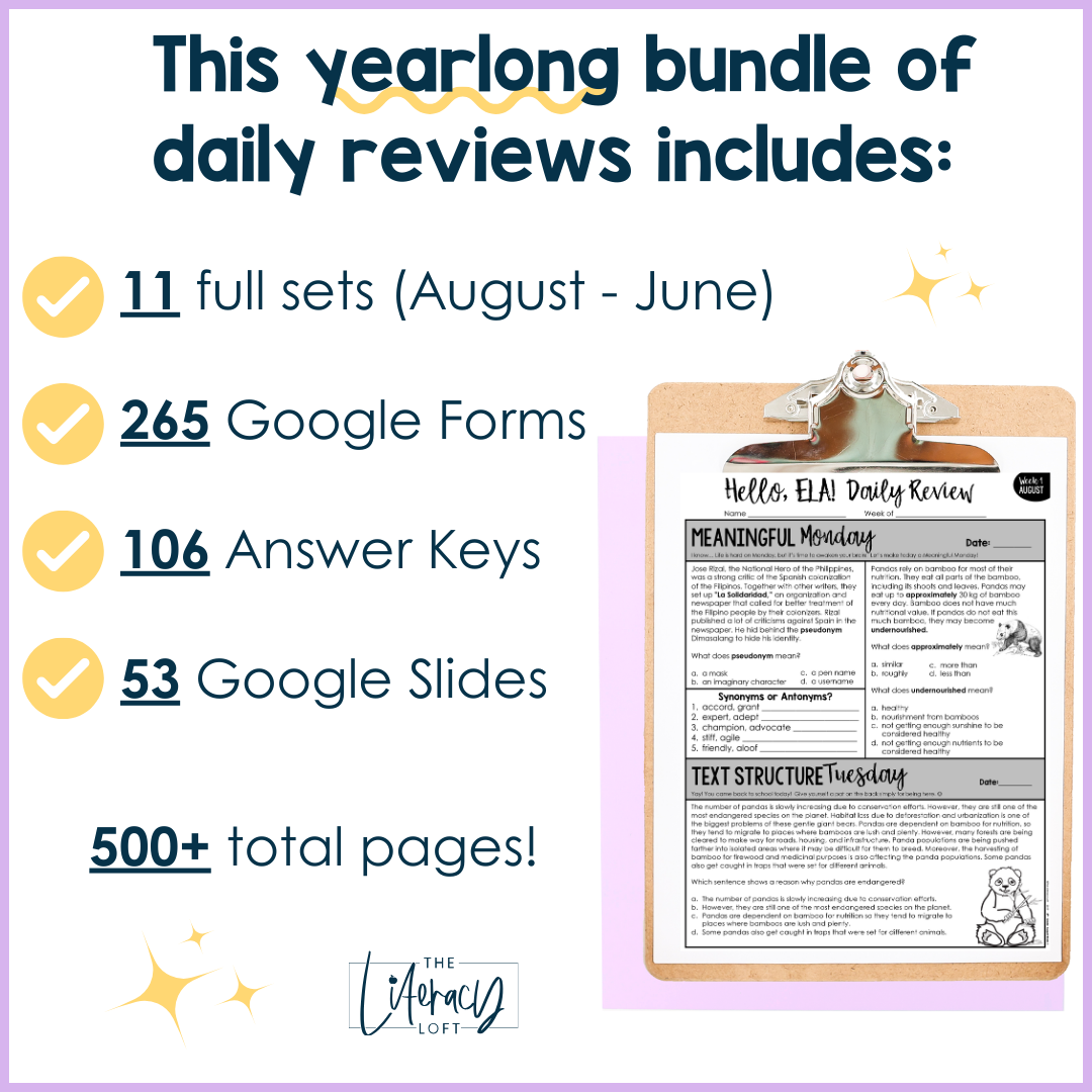ELA Daily Review 8th Grade Bundle | Printable | Google Apps – The