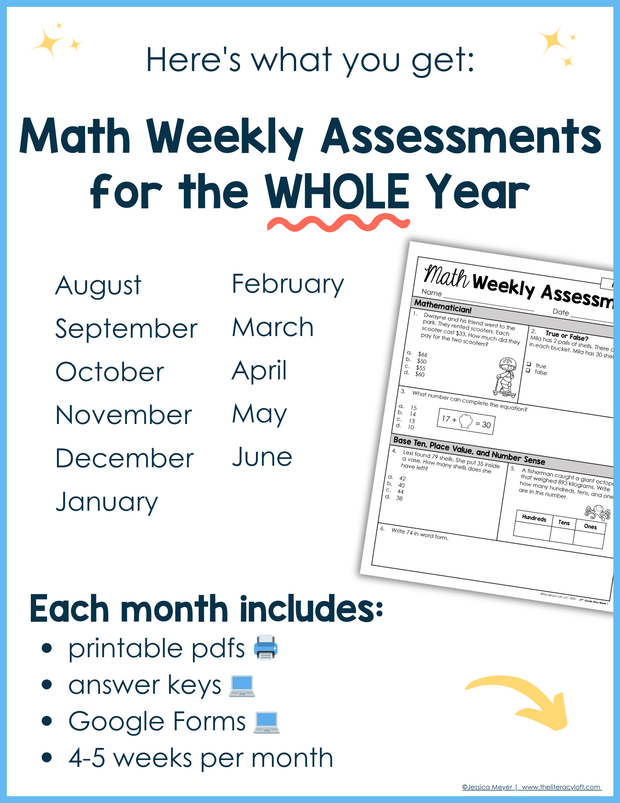 Math Weekly Assessments 2nd Grade | Printable | Google Forms