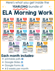 ELA + Math Daily Review 6th Grade {The Bundle} | Distance Learning | Google Slides