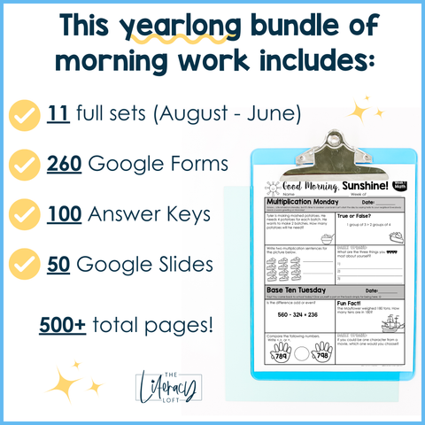 Math Morning Work 3rd Grade Bundle | Printable | Google Slides and Forms