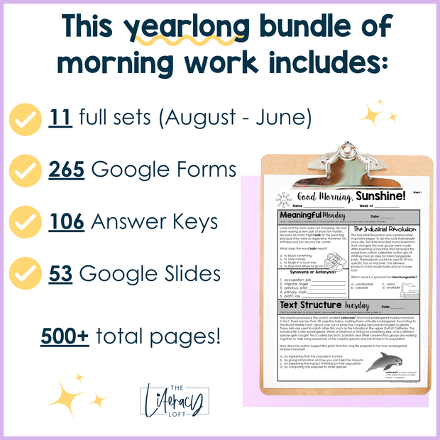 ELA Morning Work 5th Grade (The Bundle) | Distance Learning | Google Slides