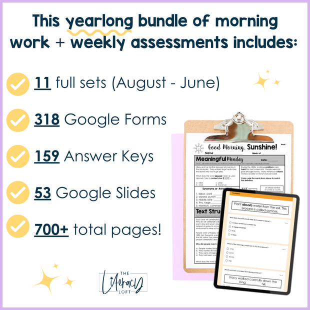 3rd Grade ELA Morning Work and Weekly Assessments Bundle