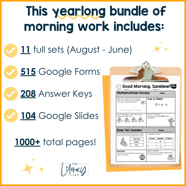 ELA + Math Morning Work 1st Grade {The Bundle} | Distance Learning | Google Slides