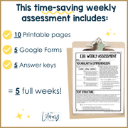 6th Grade ELA Reading Comprehension November Morning Work Assessment Daily Review
