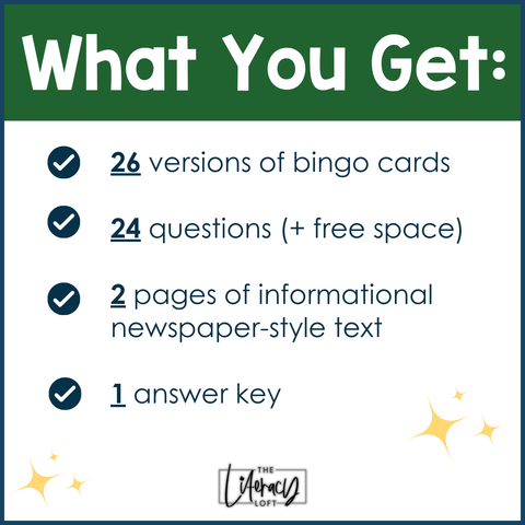 Juneteenth Reading Comprehension Bingo