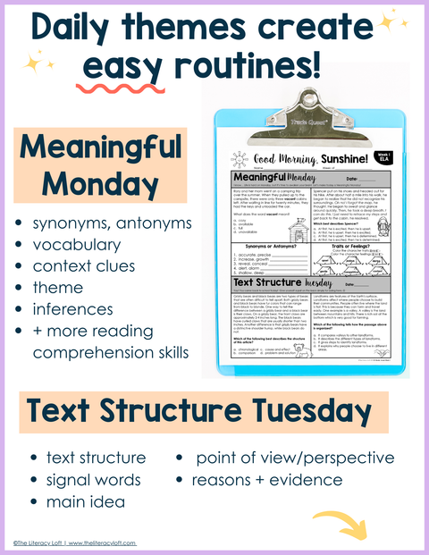 ELA Morning Work 5th Grade {August} | Distance Learning | Google Slides