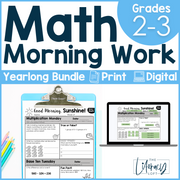 Math Morning Work 2nd-3rd Grade {Bundle} | Distance Learning | Google Slides and Forms