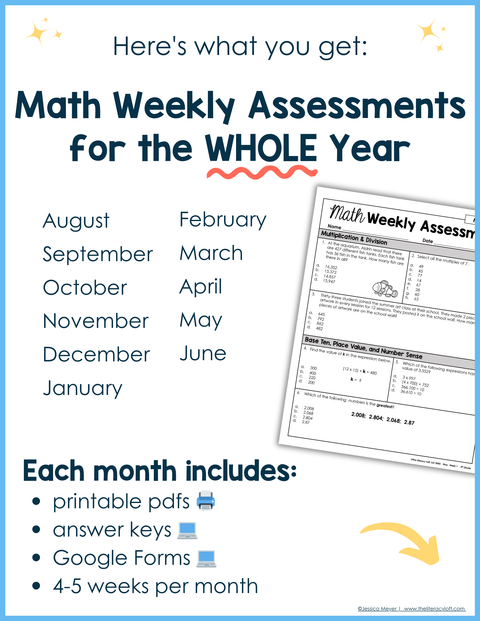 Math Weekly Assessments 5th Grade | Printable | Google Forms