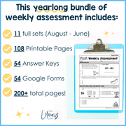 Math Weekly Assessments 3rd Grade | Printable | Google Forms