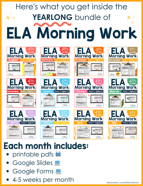 ELA and Math Morning Work Grades 4-6 Bundle