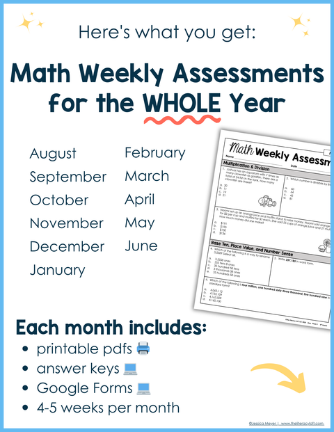 Math Weekly Assessments 4th Grade | Printable | Google Forms