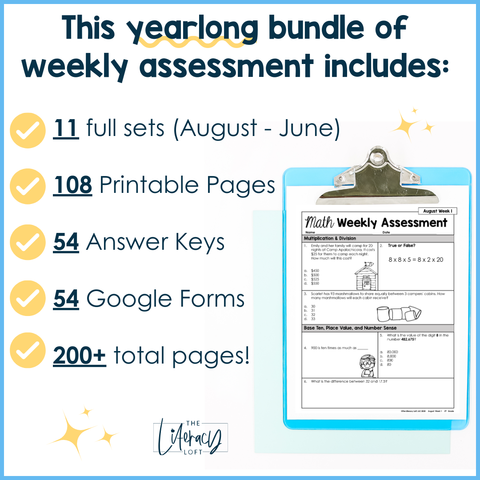 Math Weekly Assessments 5th Grade | Printable | Google Forms