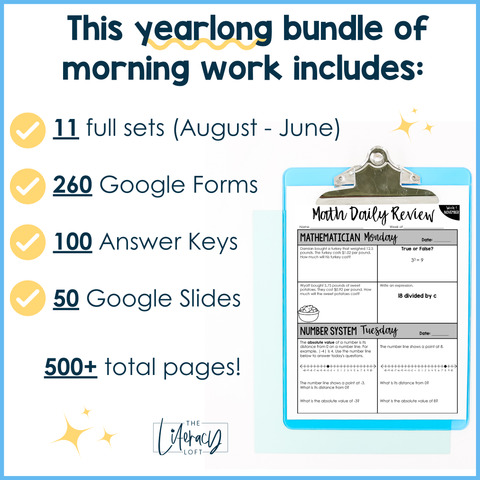 Math Daily Review 6th Grade Bundle | Printable | Google Apps